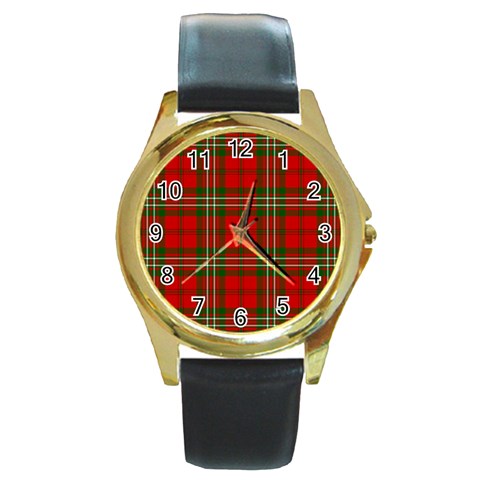 Scott Tartan Round Gold Metal Watch from ArtsNow.com Front