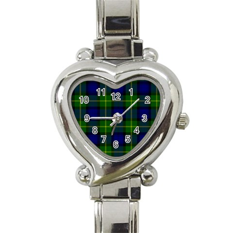 Gordon Tartan Heart Italian Charm Watch from ArtsNow.com Front
