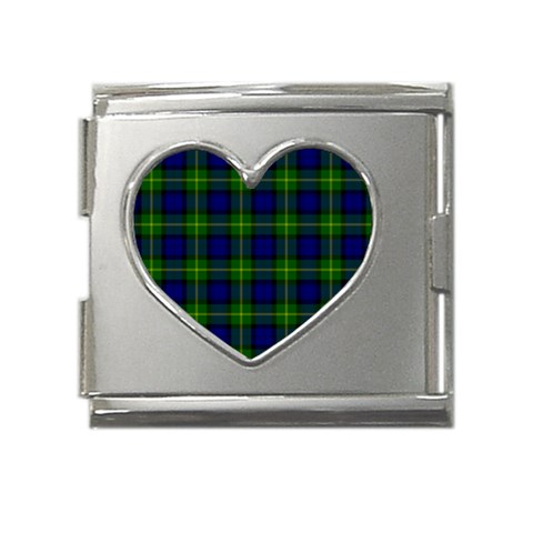 Gordon Tartan Mega Link Heart Italian Charm (18mm) from ArtsNow.com Front