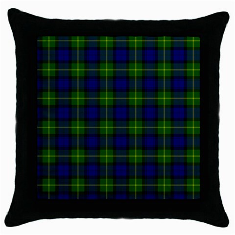 Gordon Tartan Throw Pillow Case (Black) from ArtsNow.com Front