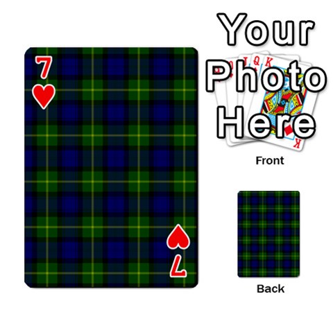 Gordon Tartan Playing Cards 54 Designs from ArtsNow.com Front - Heart7