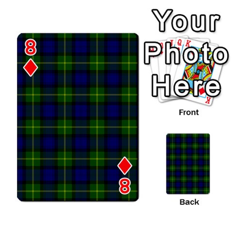 Gordon Tartan Playing Cards 54 Designs from ArtsNow.com Front - Diamond8
