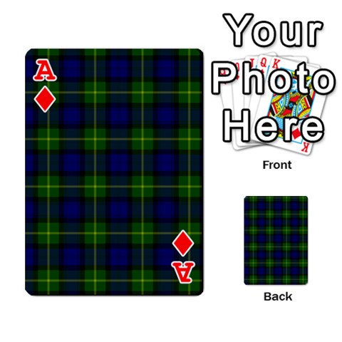 Ace Gordon Tartan Playing Cards 54 Designs from ArtsNow.com Front - DiamondA