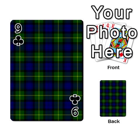 Gordon Tartan Playing Cards 54 Designs from ArtsNow.com Front - Club9