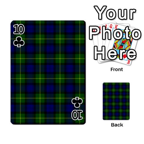 Gordon Tartan Playing Cards 54 Designs from ArtsNow.com Front - Club10