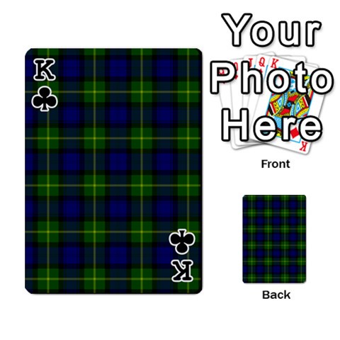 King Gordon Tartan Playing Cards 54 Designs from ArtsNow.com Front - ClubK
