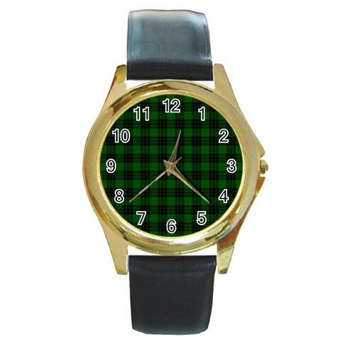 Graham Tartan Round Gold Metal Watch from ArtsNow.com Front