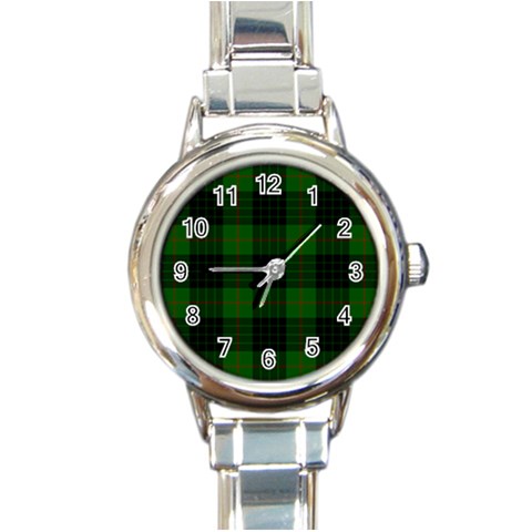 Gunn Tartan Round Italian Charm Watch from ArtsNow.com Front