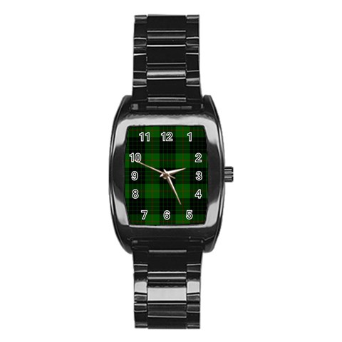 Gunn Tartan Stainless Steel Barrel Watch from ArtsNow.com Front