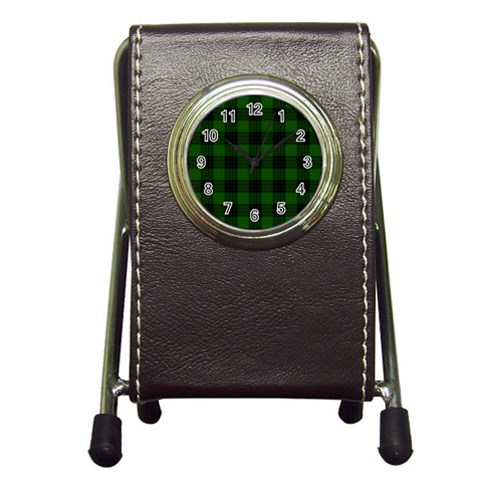 Gunn Tartan Pen Holder Desk Clock from ArtsNow.com Front