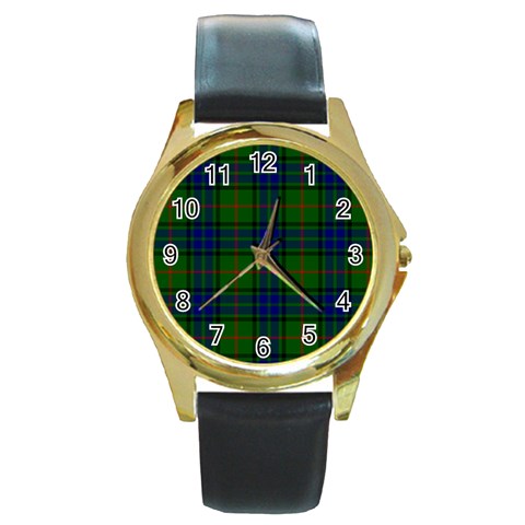 Lauder Tartan Round Gold Metal Watch from ArtsNow.com Front