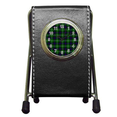MacDonald of the Isles Tartan Pen Holder Desk Clock from ArtsNow.com Front