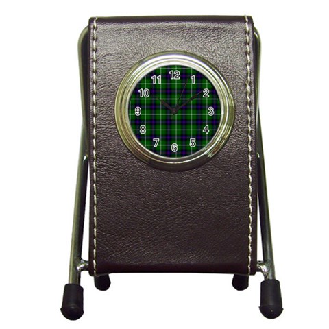 MacDonald of the Isles Tartan Pen Holder Desk Clock from ArtsNow.com Front