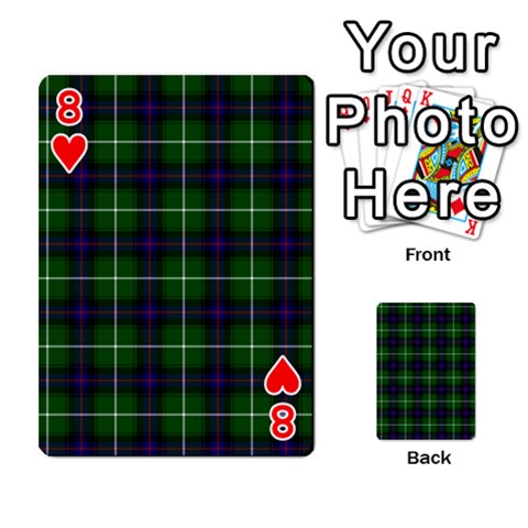 MacDonald of the Isles Tartan Playing Cards 54 Designs from ArtsNow.com Front - Heart8