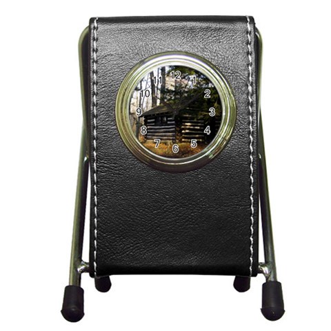 Cabin At The Pennsylvania Grand Canyon by Ave Hurley Pen Holder Desk Clock from ArtsNow.com Front