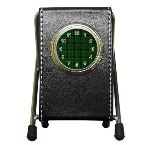 MacLean Tartan Pen Holder Desk Clock from ArtsNow.com Front