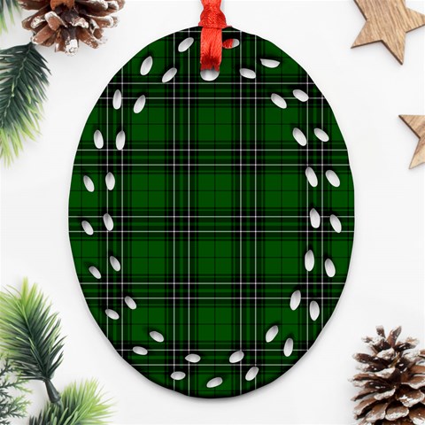 MacLean Tartan Oval Filigree Ornament (Two Sides) from ArtsNow.com Front