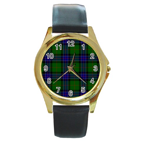 Sinclair Tartan Round Gold Metal Watch from ArtsNow.com Front