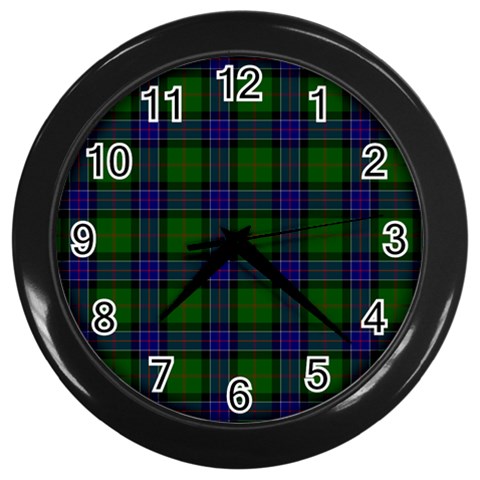Sinclair Tartan Wall Clock (Black) from ArtsNow.com Front