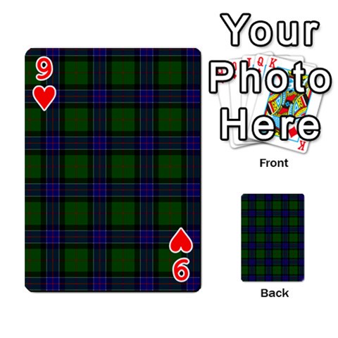 Sinclair Tartan Playing Cards 54 Designs from ArtsNow.com Front - Heart9
