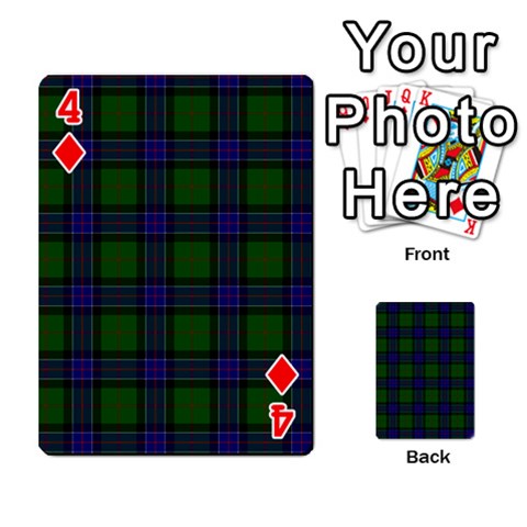 Sinclair Tartan Playing Cards 54 Designs from ArtsNow.com Front - Diamond4
