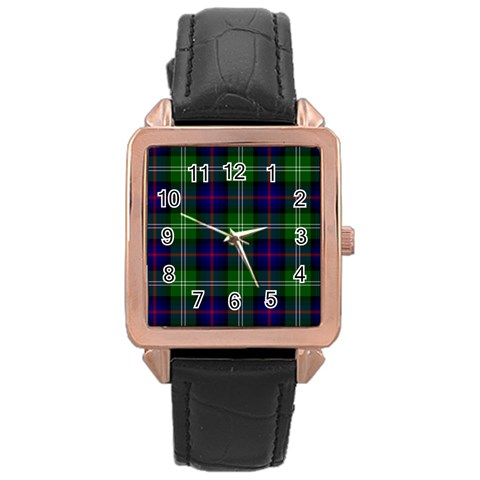 Sutherland Tartan Rose Gold Leather Watch from ArtsNow.com Front