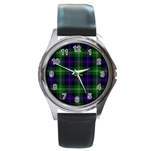 Sutherland Tartan Round Metal Watch from ArtsNow.com Front