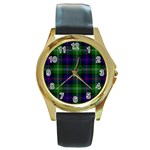Sutherland Tartan Round Gold Metal Watch