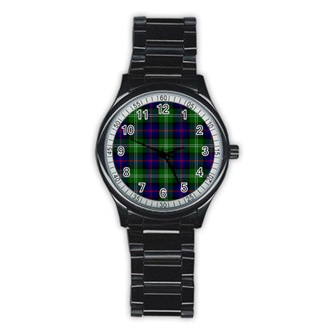 Sutherland Tartan Stainless Steel Round Watch from ArtsNow.com Front