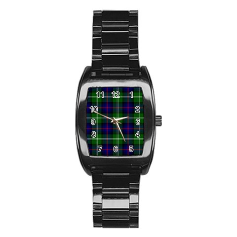 Sutherland Tartan Stainless Steel Barrel Watch from ArtsNow.com Front