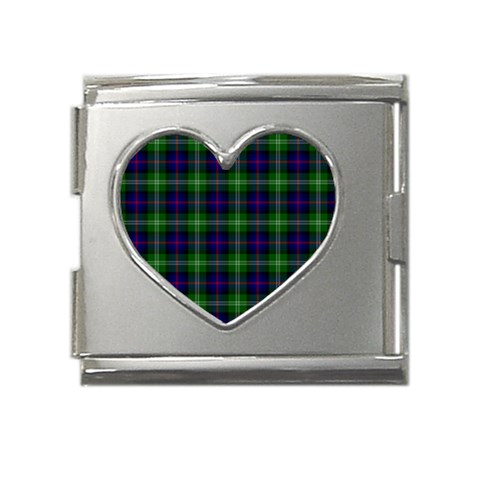 Sutherland Tartan Mega Link Heart Italian Charm (18mm) from ArtsNow.com Front