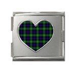Sutherland Tartan Mega Link Heart Italian Charm (18mm)