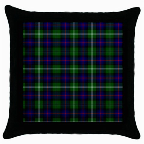 Sutherland Tartan Throw Pillow Case (Black) from ArtsNow.com Front