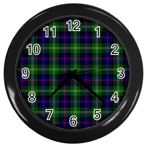 Sutherland Tartan Wall Clock (Black) from ArtsNow.com Front