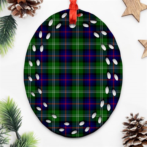 Sutherland Tartan Oval Filigree Ornament (Two Sides) from ArtsNow.com Front