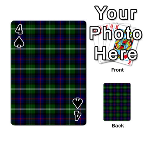 Sutherland Tartan Playing Cards 54 Designs from ArtsNow.com Front - Spade4
