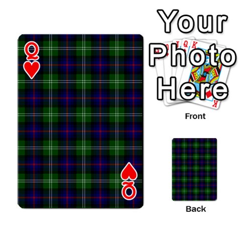 Queen Sutherland Tartan Playing Cards 54 Designs from ArtsNow.com Front - HeartQ