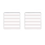 Horizontal Stripes - White and Pastel Pink Cufflinks (Square)