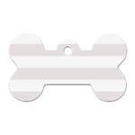Horizontal Stripes - White and Pastel Pink Dog Tag Bone (One Side)