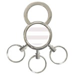 Horizontal Stripes - White and Pastel Pink 3-Ring Key Chain