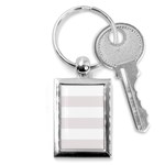 Horizontal Stripes - White and Pastel Pink Key Chain (Rectangle)