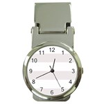 Horizontal Stripes - White and Pastel Pink Money Clip Watch