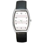 Horizontal Stripes - White and Pastel Pink Barrel Style Metal Watch