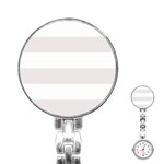 Horizontal Stripes - White and Pastel Pink Stainless Steel Nurses Watch