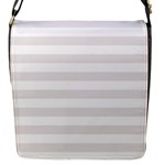 Horizontal Stripes - White and Pastel Pink Flap Closure Messenger Bag (S)