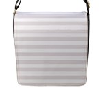 Horizontal Stripes - White and Pastel Pink Flap Closure Messenger Bag (L)
