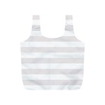 Horizontal Stripes - White and Pastel Pink Full Print Recycle Bag (S)