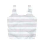 Horizontal Stripes - White and Pastel Pink Full Print Recycle Bag (M)