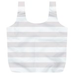 Horizontal Stripes - White and Pastel Pink Full Print Recycle Bag (XL)