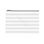 Horizontal Stripes - White and Pastel Pink Cosmetic Bag (L)